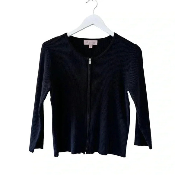 Philosophy Ribbed Knit Front Zipper Long Sleeves  Sweater Cardigan SZ PXL #1962 - Picture 1 of 9